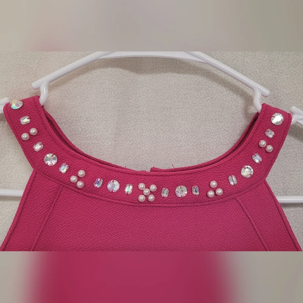 New The Children's Place Party Holiday Dress Girls Sz 12 Barbie Pink Gem details - Picture 2 of 6